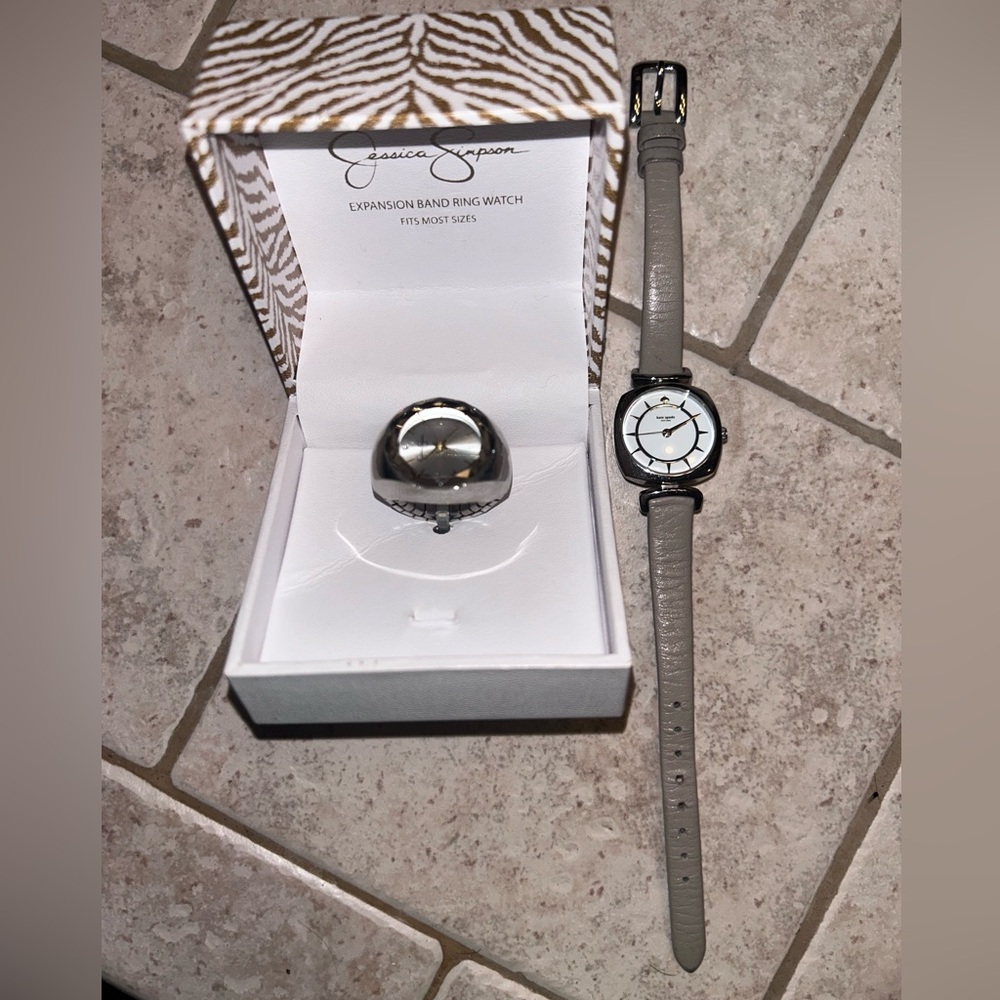Jessica Simpson Watch Ring and Nude Leather Strap Kate Spade Watch